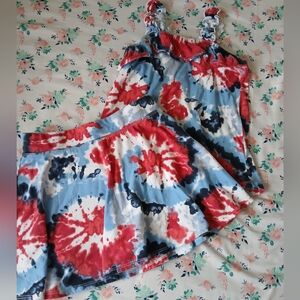 🔵🔴Colorful Tie-Dye Tank Top and Skirt Set